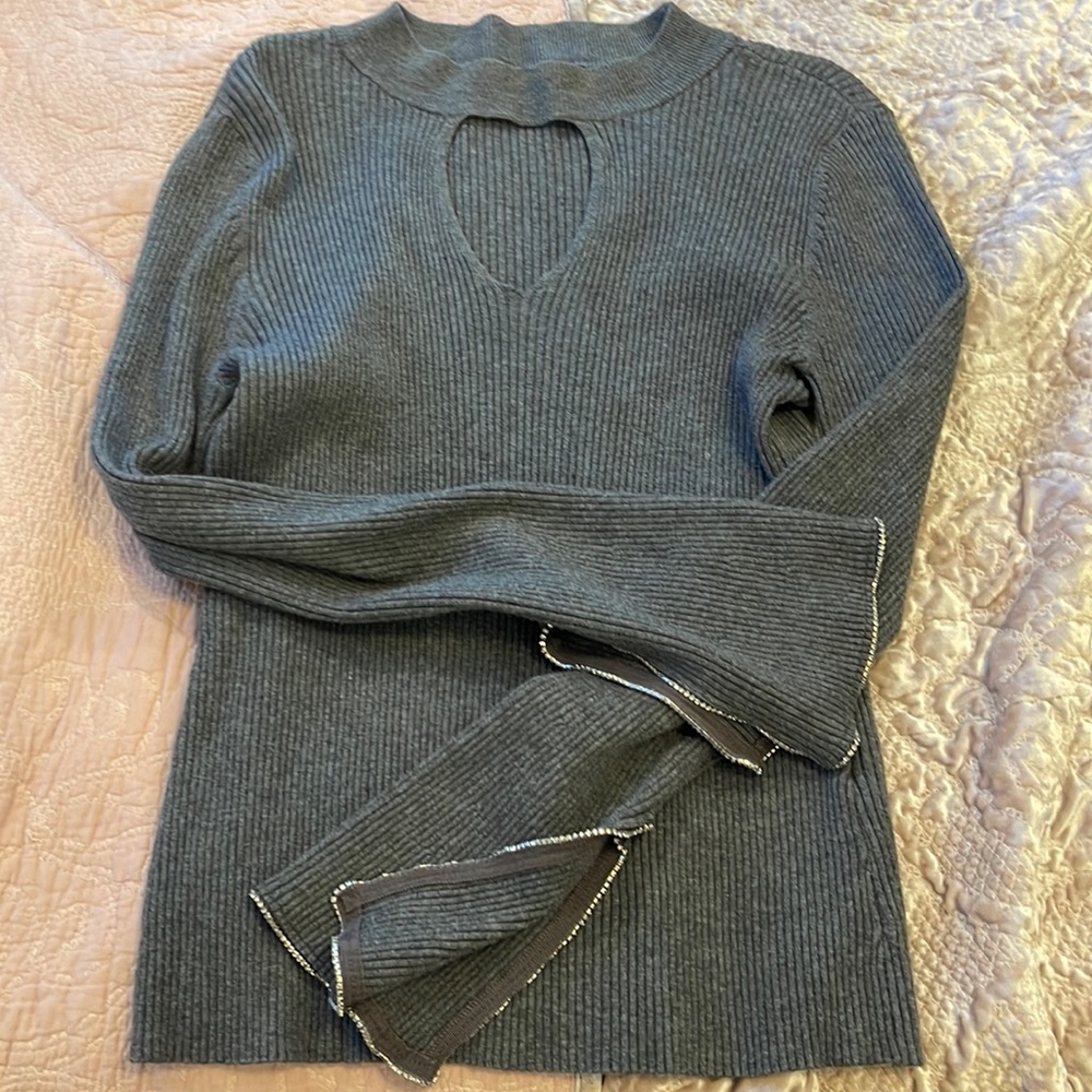 INC gorgeous keyhole runes tone sleeve knit sweater.